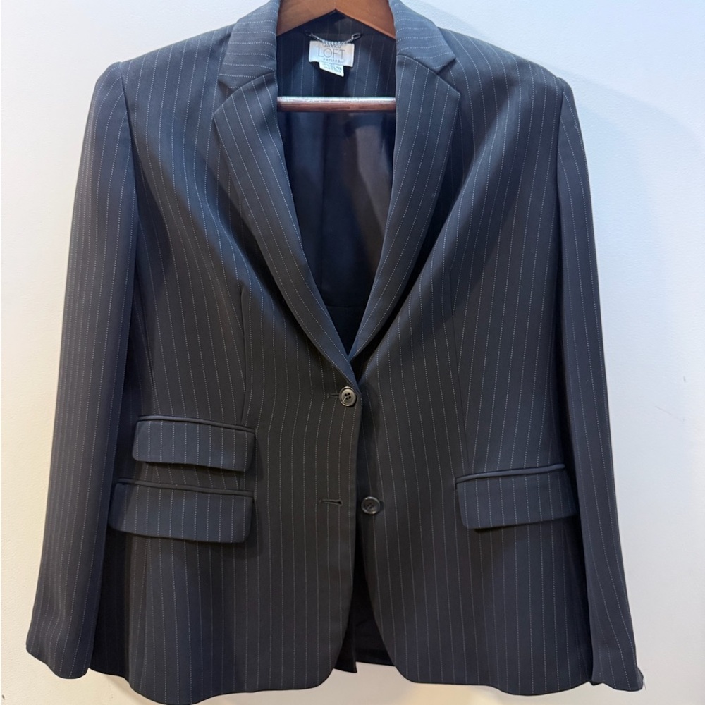 LOFT Black Pinstripe Blazer